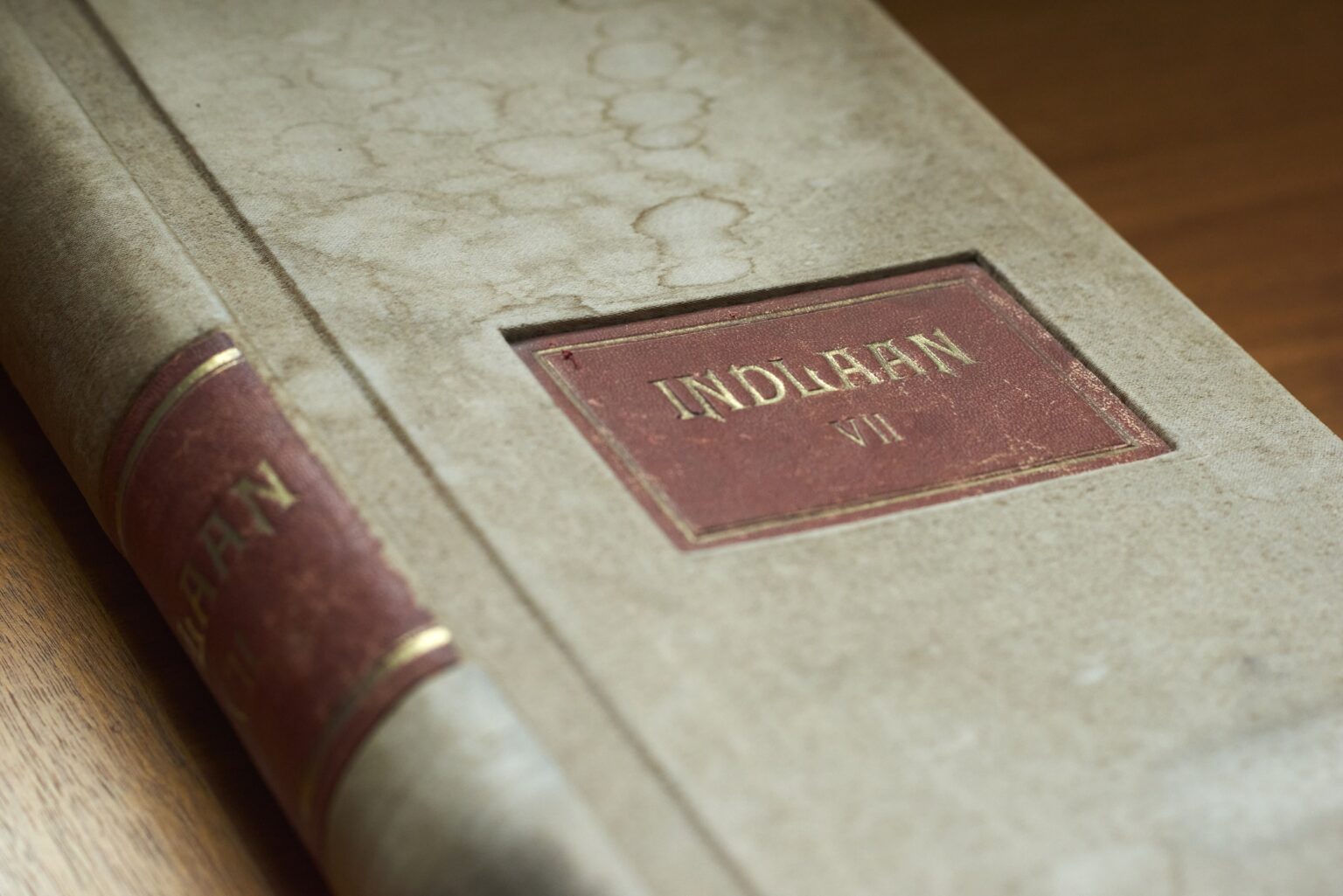 Her ses en gammeldags indlånsbog, hvor man kan se at den har patina. Bogen er både dekorativ, men fortæller også en historie omkring en historisk interesse for finans.